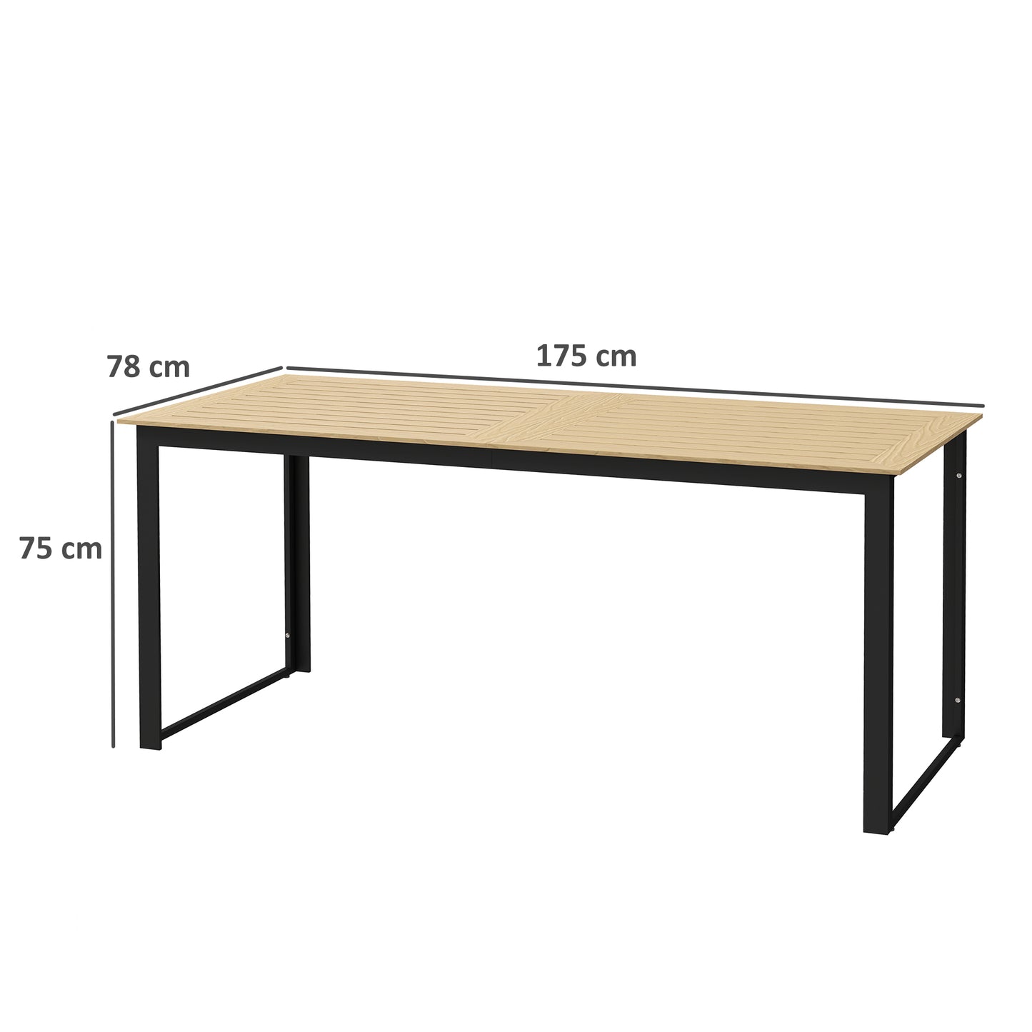 Outsunny Garden Dining Table for 6 People with Slatted Table Top Metal Frame