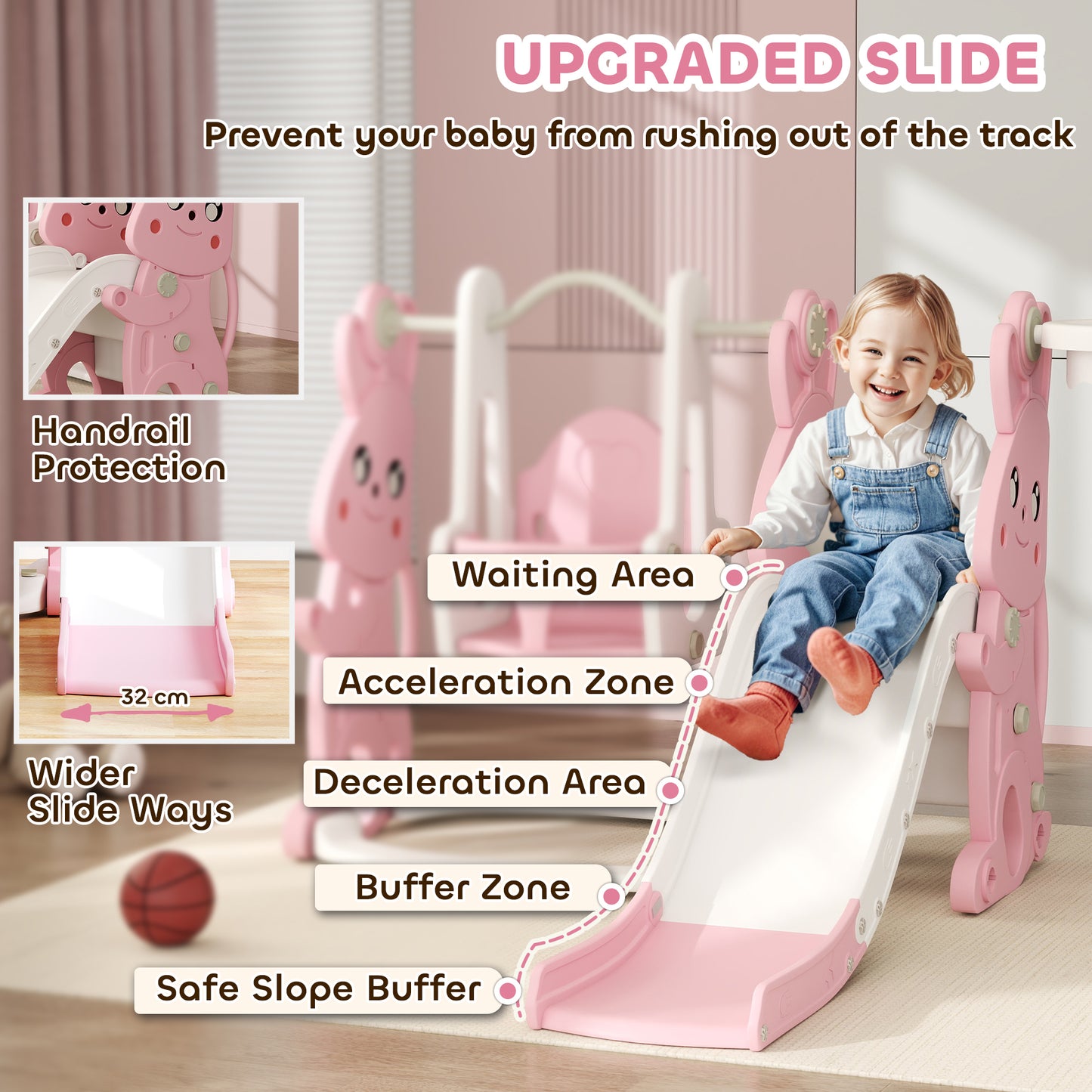Rabbit-Themed Playground Set - Safe Fun for Kids - Slide, Swing & Climber