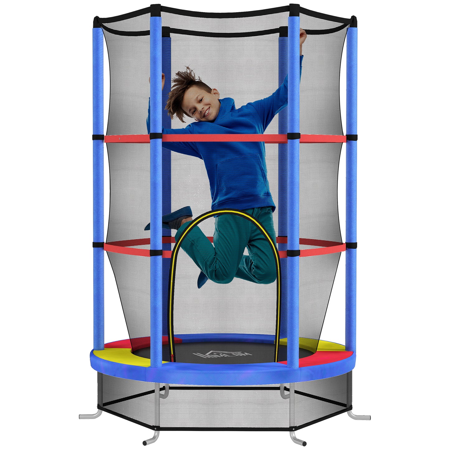 HOMCOM Kids Trampoline Mini Bouncer w/ Enclosure Net for 3-6 Years