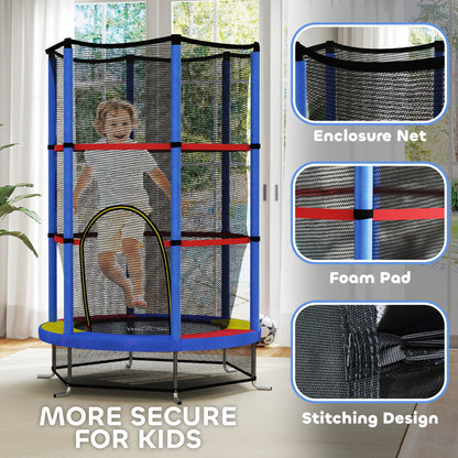 HOMCOM Kids Trampoline Mini Bouncer w/ Enclosure Net for 3-6 Years