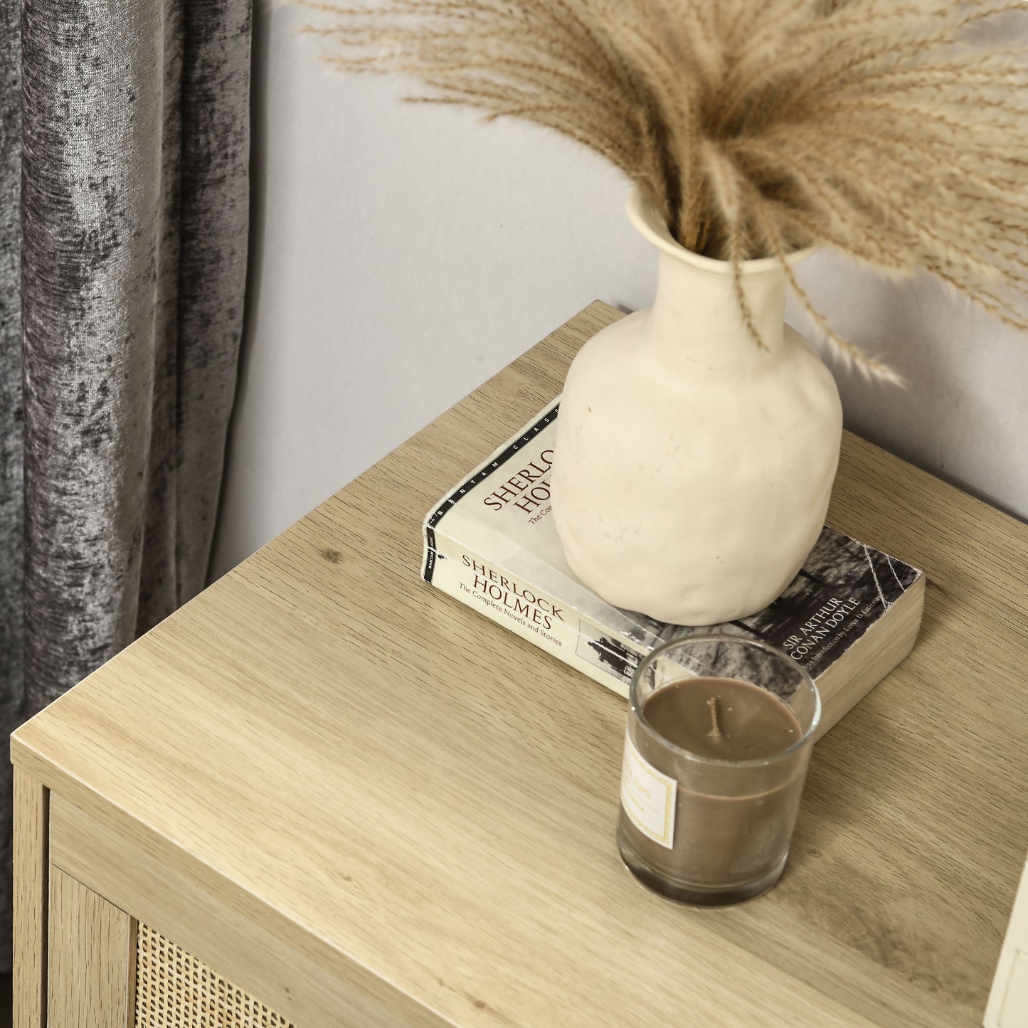 HOMCOM 4 Drawer Dresser, Boho Chest of Drawers Storage Cabinet, Natural