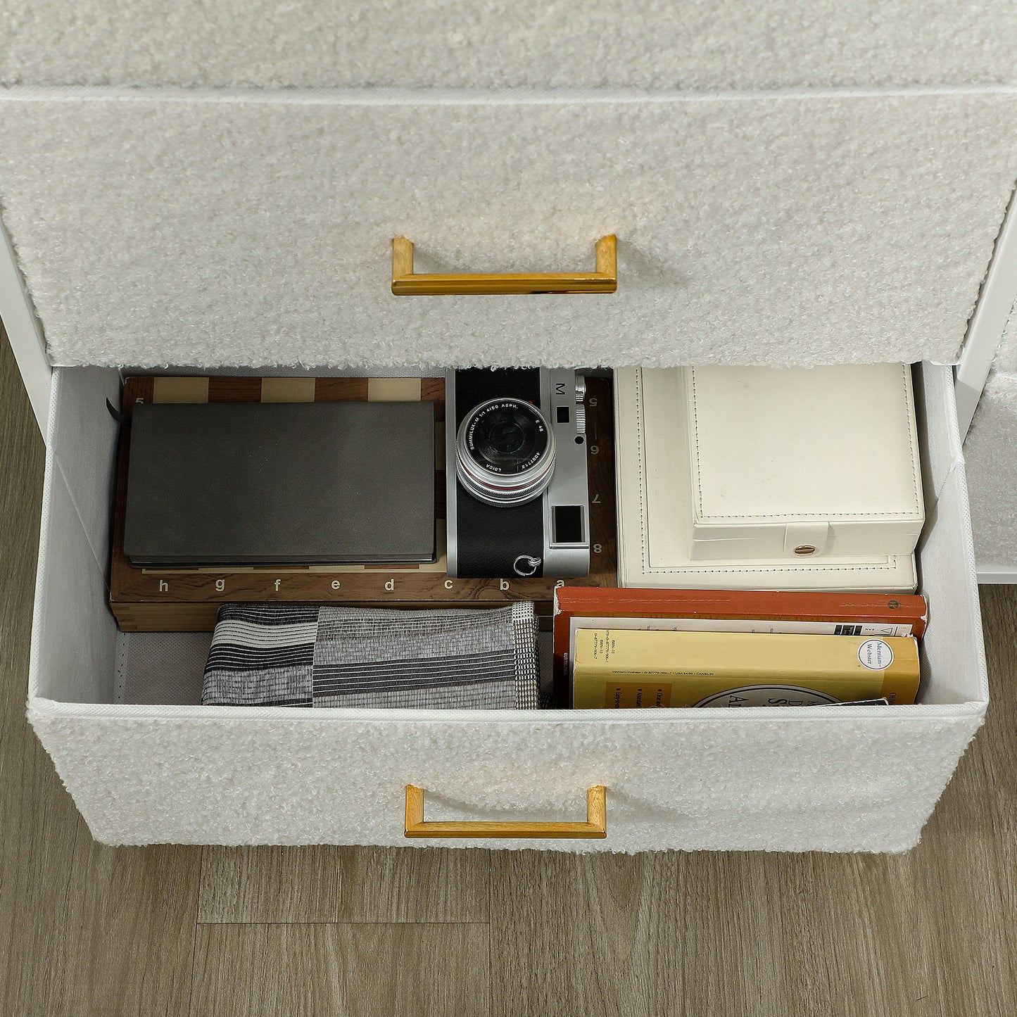 Stylish Cream White Storage Unit with Nine Drawers and Durable Steel Frame
