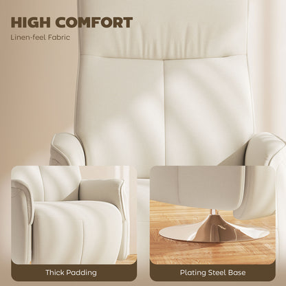 HOMCOM Massage Reclining Chair with Adjustable Backrest, Cream White
