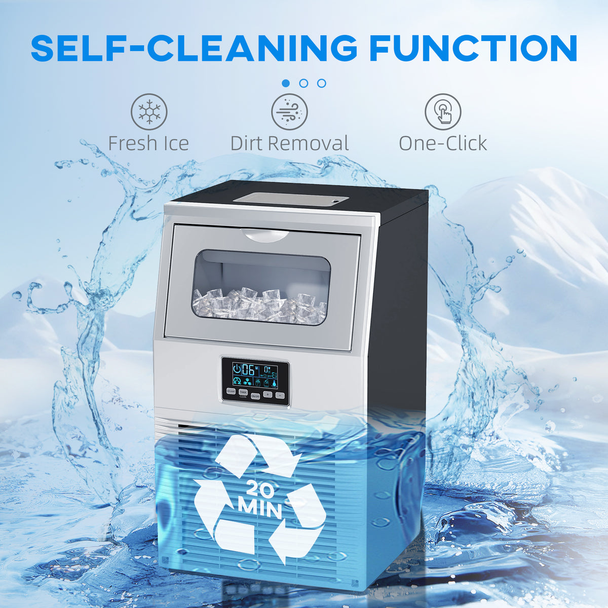 HOMCOM Commercial Ice Maker w/ 4kg Ice Storage for Home Restaurant