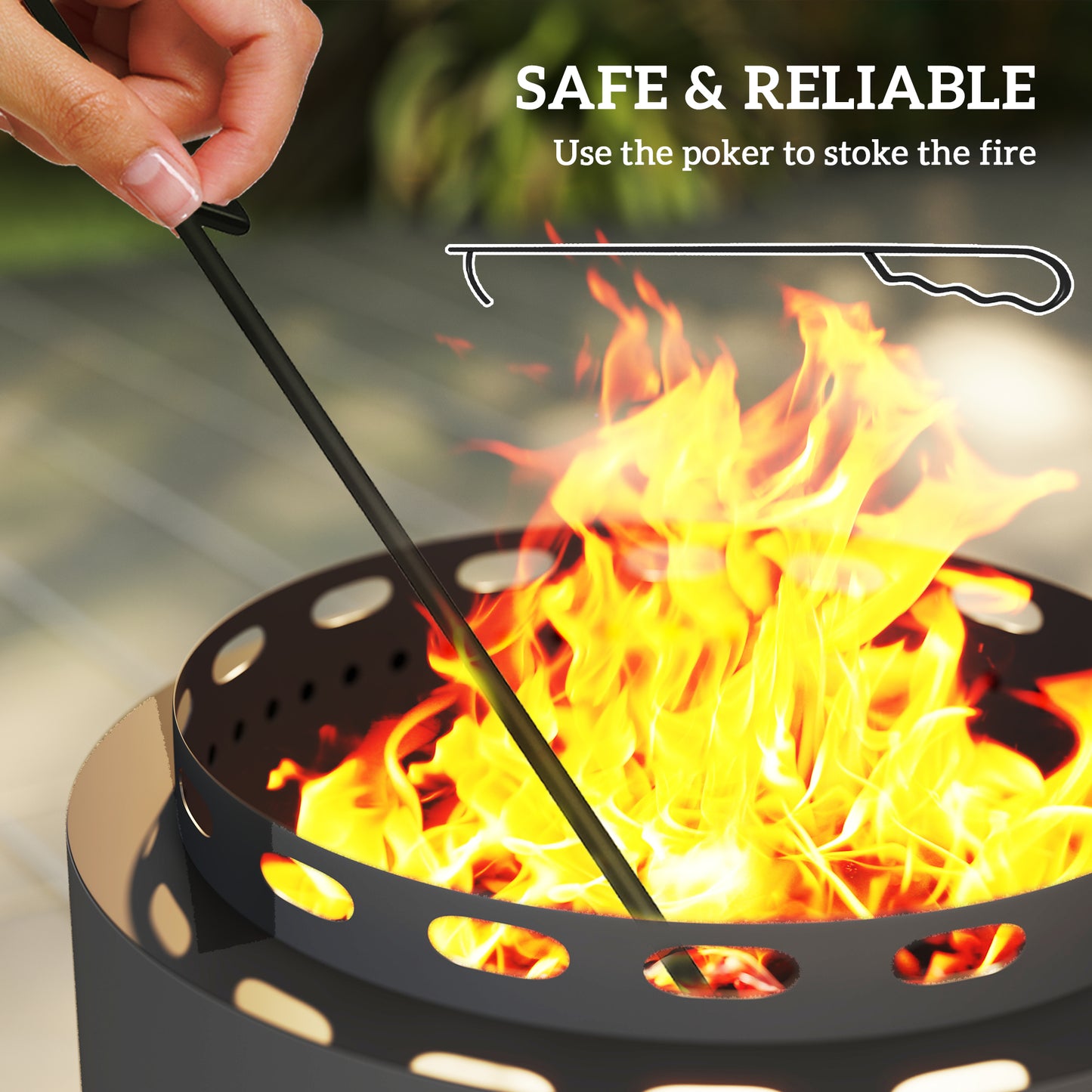 Outsunny 48.5cm Smokeless Wood Burning Firepit Metal Fire Pit, Dark Grey