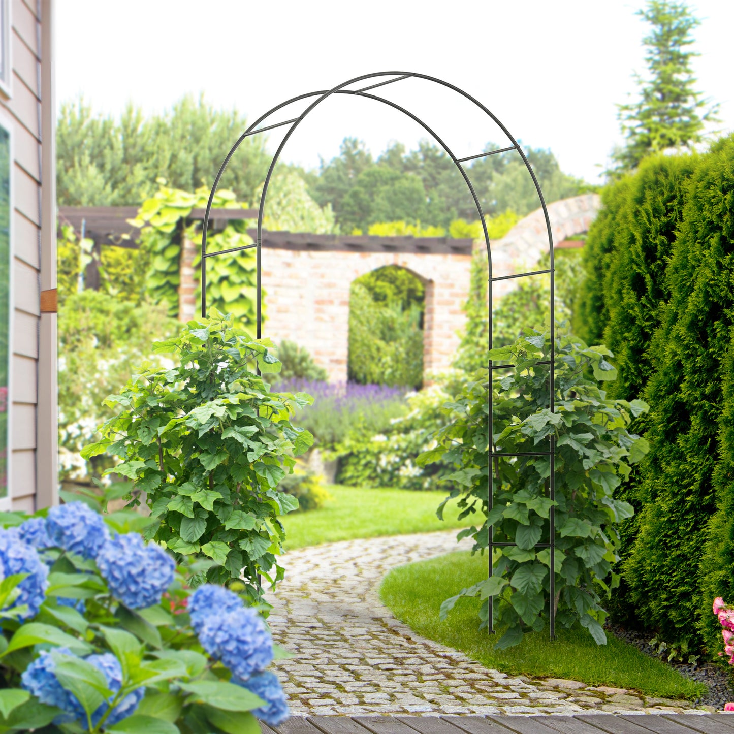 Outsunny Outdoor Garden Arch, Metal Garden Arbor for Climbing Plants