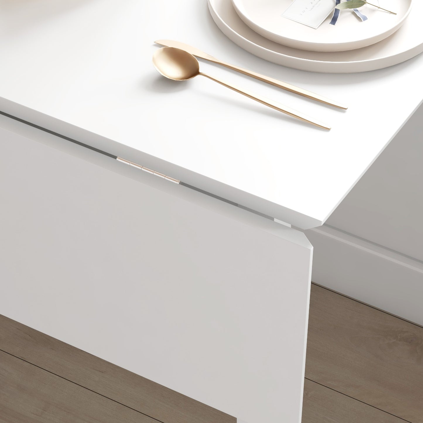 Extendable Kitchen Table for 2-4, Folding Drop Leaf Dining Table, White
