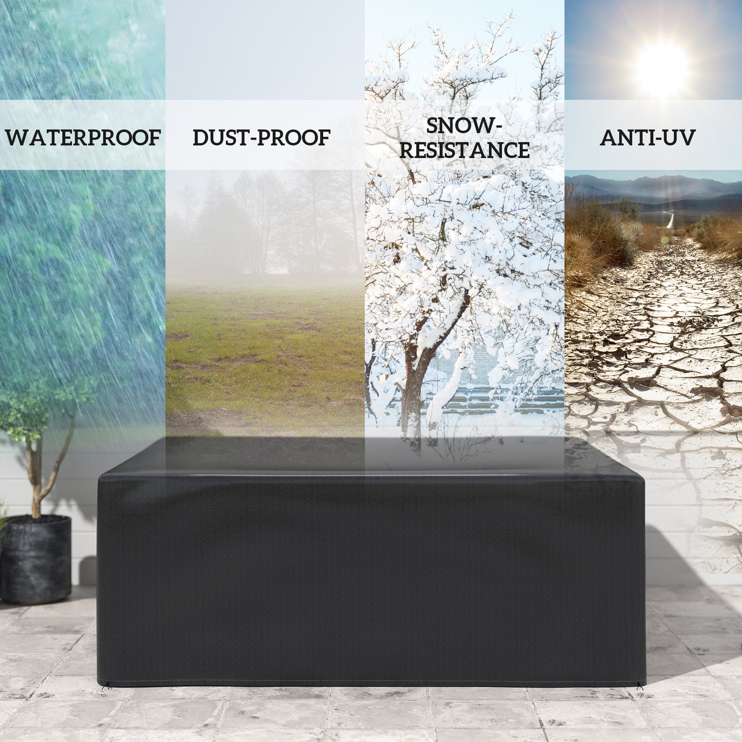 Outsunny 235x190x90cm Large Patio Set Outdoor Garden Furniture Cover Black