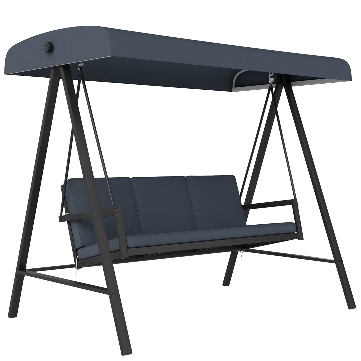 Outsunny 3 Seater Garden Swing Chair with Adjustable Canopy, Dark Grey