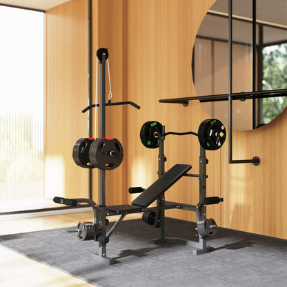 SPORTNOW Multi-Exercise Incline or Flat Weight Bench with Bench Press Rack