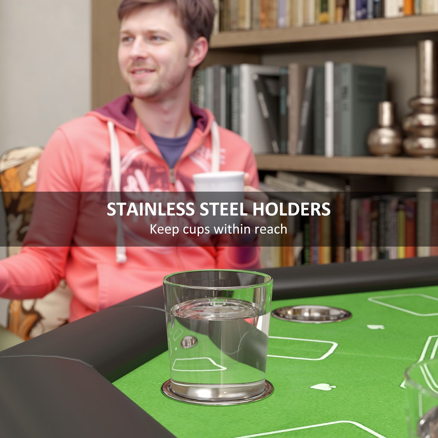 SPORTNOW 8 Player Foldable Poker Table with Cup Holders, Green