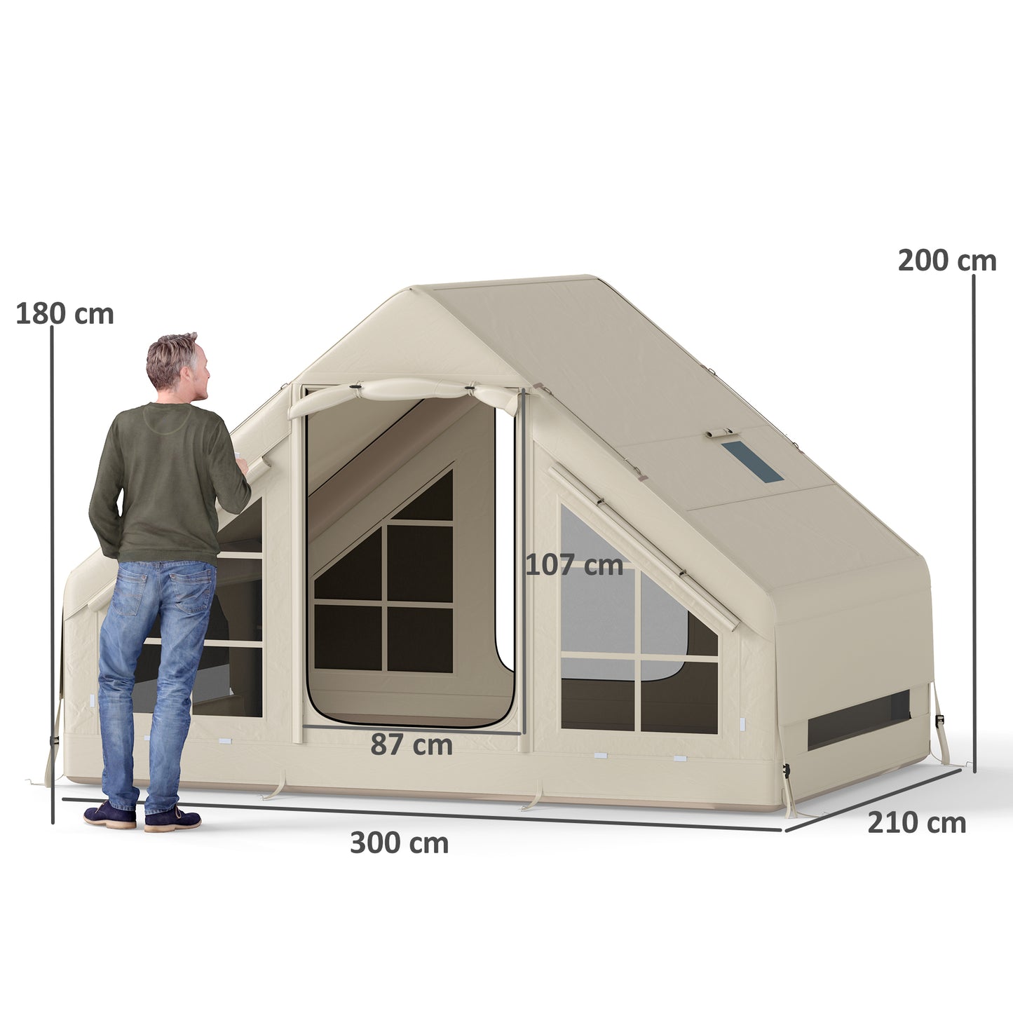 Outsunny Inflatable Camping Tent with Pump, 2-4 Person Glamping Tent