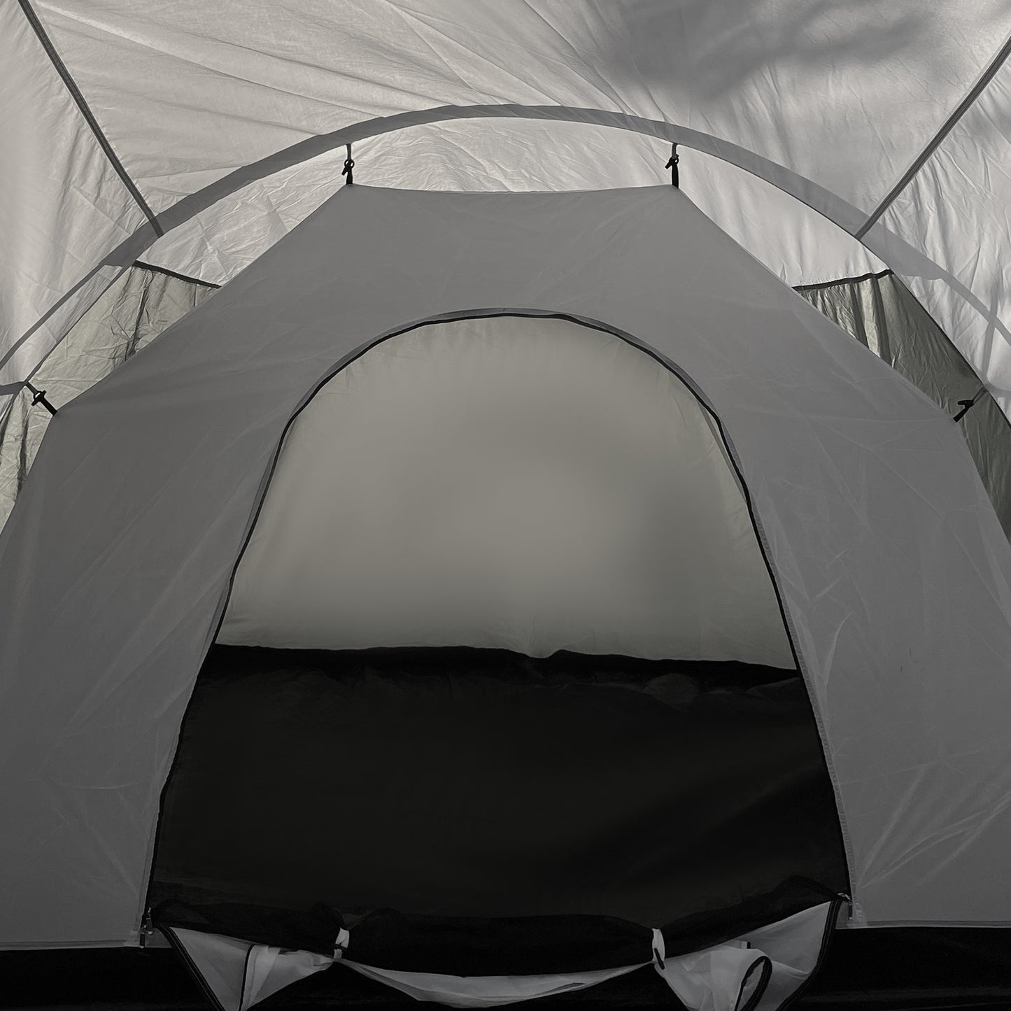 Outsunny Large Tunnel Tent with 3 Bedroom, Living Area and Porch, Grey