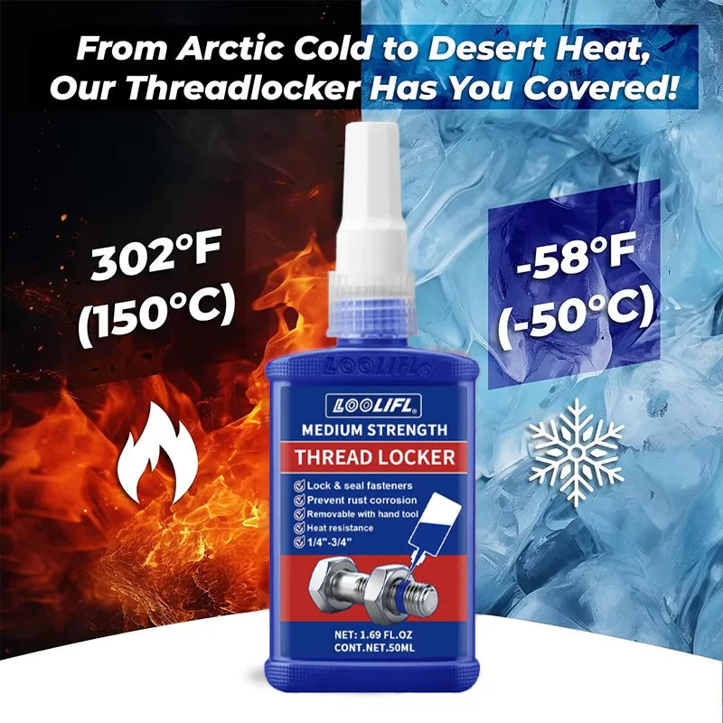 LOOLIFL, 243 Medium-Strength 10Ml-50Ml Threadlocker, Industrial Glue, Removable, Anti-Loosening, Anti-Slip, Waterproof, Rust-Proof, Oil-Resistant, Sealing Threadlocker, Removable, Stable