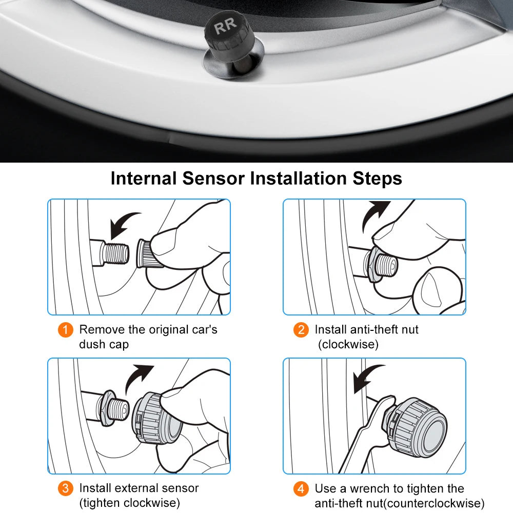Tire Pressure Monitoring System Temperature Warning New C External Battery Version Sensors Solar TPMS Car Tyre Pressure Monitor