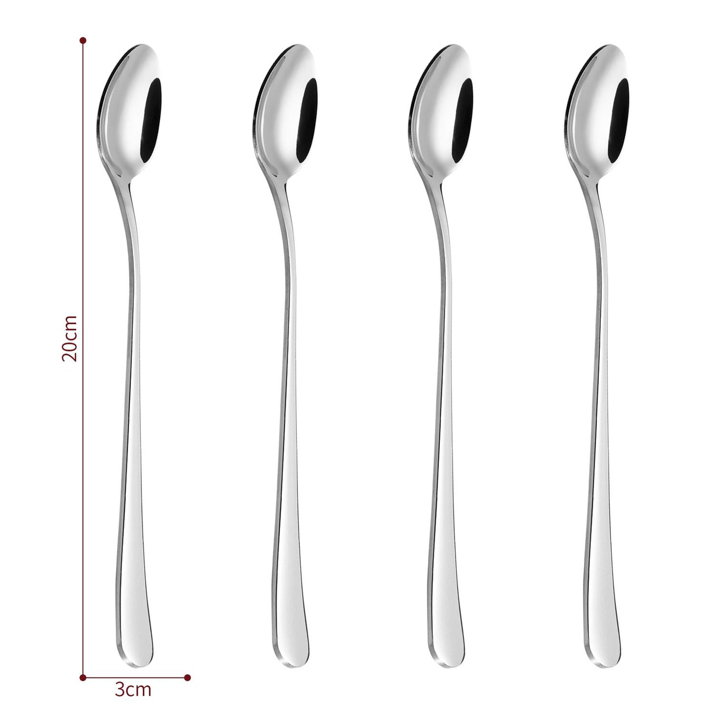 Vinsani 8pcs SS Long Handle Latte Spoons 0000259