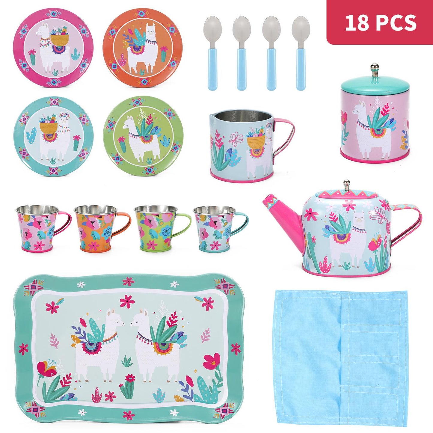 SOKA 18pc TIN TEA SET - LLAMA 0000352
