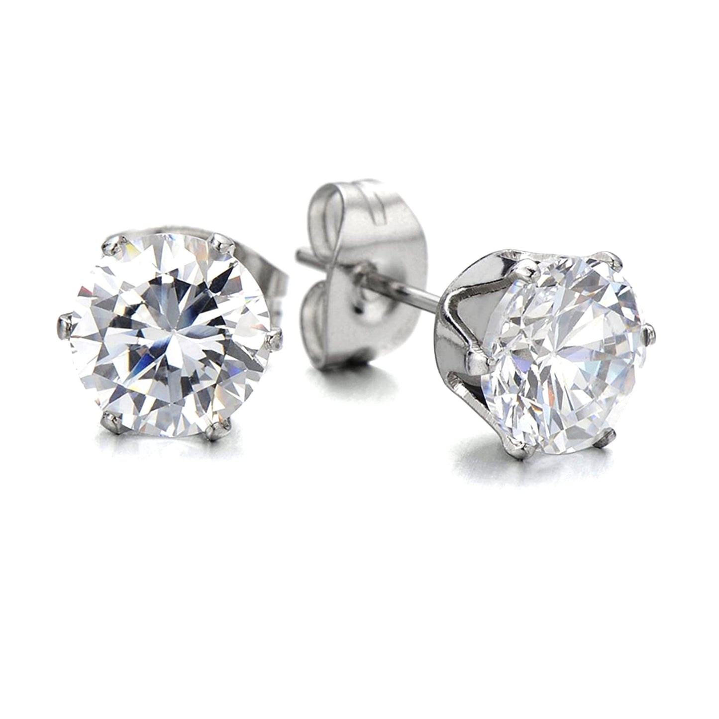 Cubic Zirconia Stud Earring 6mm - Hypoallergenic