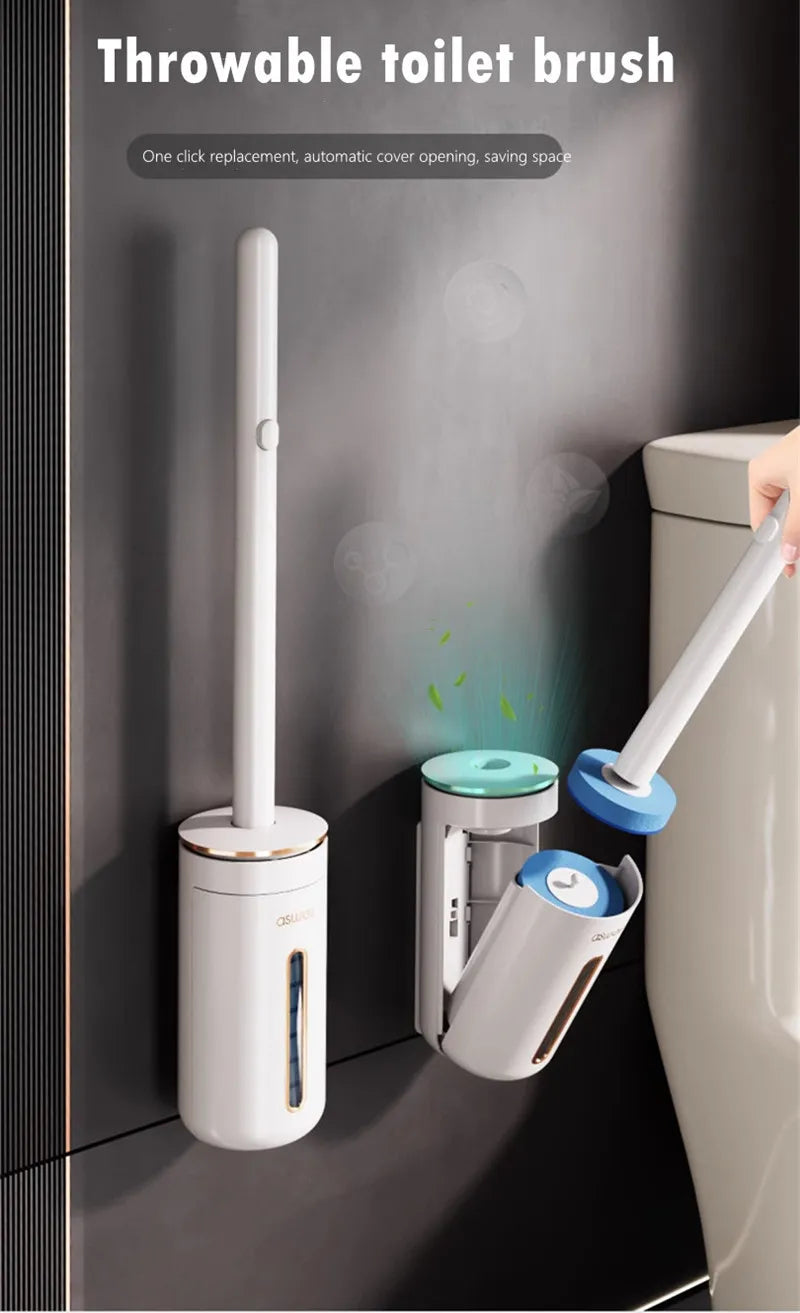 Wall-mounted Disposable Toilet Brush Home Replaceable Toilet Brush Bathroom Cleaning Tools WC Bathroom Accessories