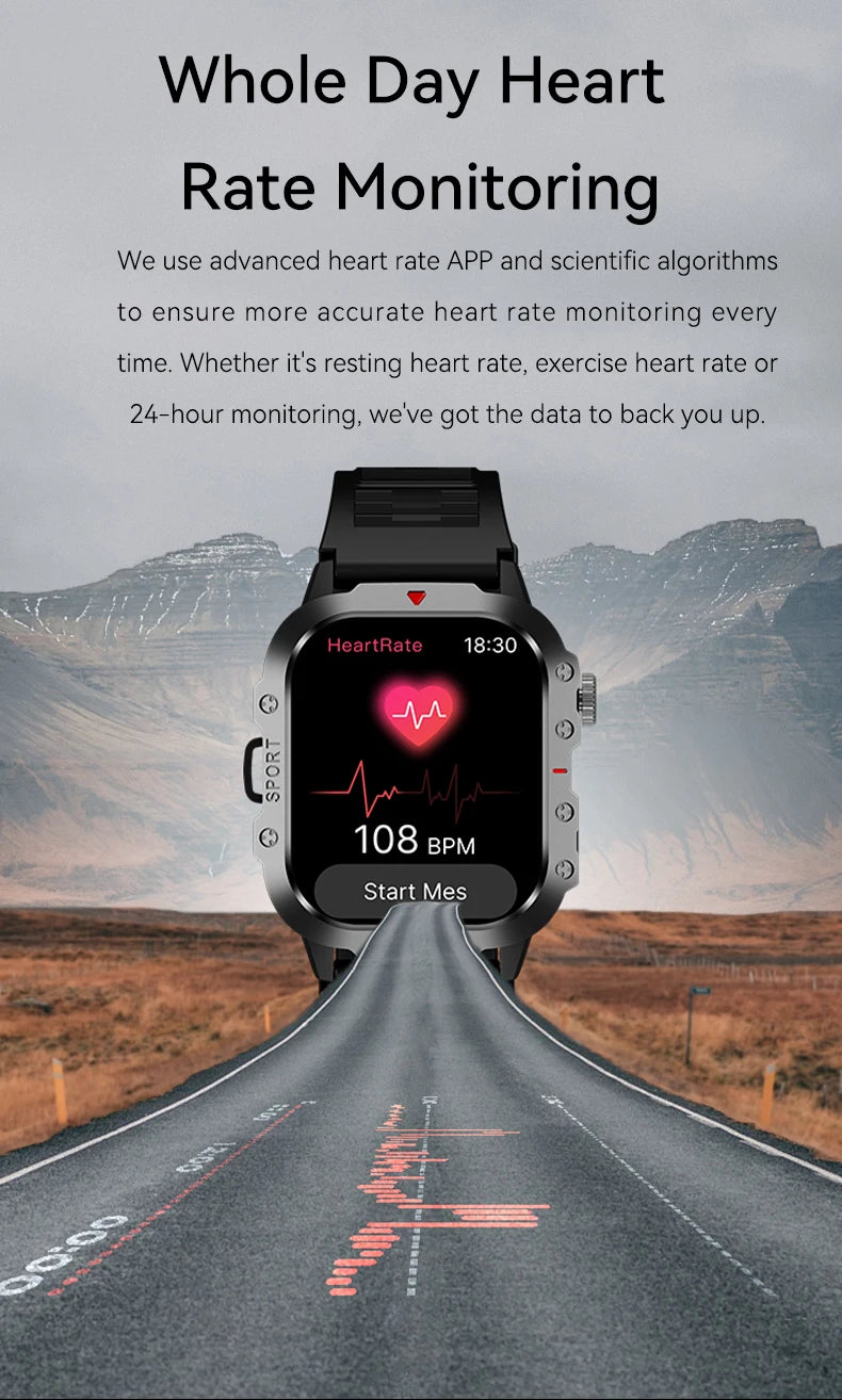 2026 New Smart Watch Men Bluetooth Calling Fitness Tracker LED Flashlight Sleep Monitor Sports Smartwatch For Android iOS