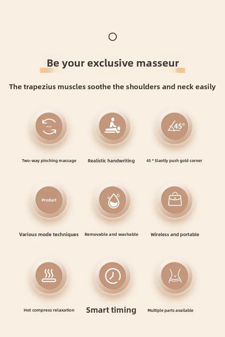 New USB Tape Neck Shiatsu Massage Belt Neck Back Shoulder and Neck Massager U-shape Electric Neck Massager with long-las