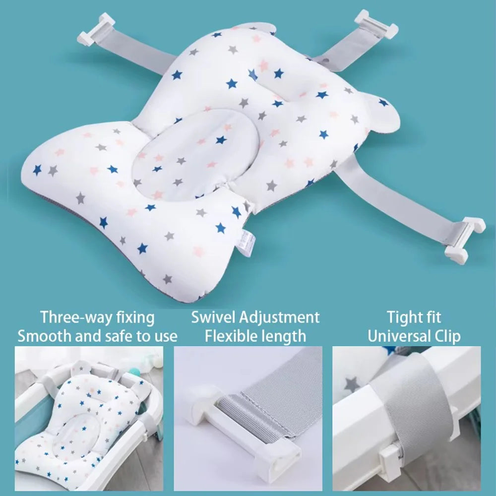 PANGDUBE Baby Bathtub Pad Ajustable Bath Support Seat Newborn Bathing Cushion 0~1 Year Old Baby Bathtub Floating Seat for Shower