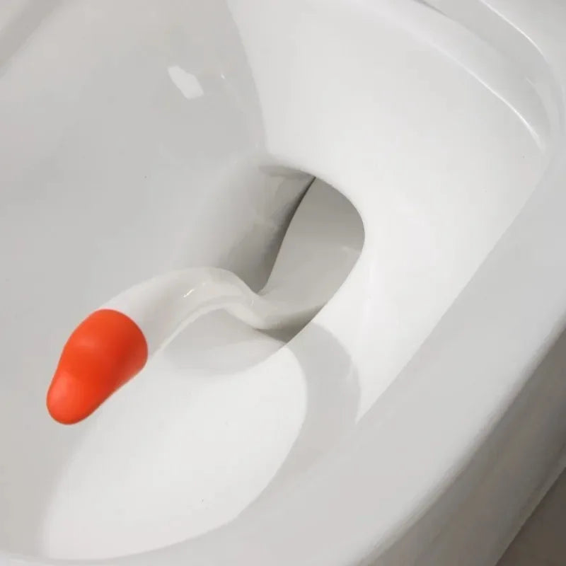 Swan-Shaped Long Handle Toilet Brush Set with Holder, Dense Bristles, Household Cartoon Bathroom Cleaning Tool