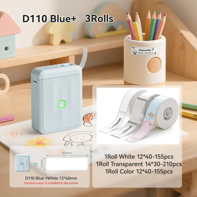 NIIMBOT D110 Upgraded Version Thermal Label Printer Mini Portable Smart Label Maker With Tape for Office Home Kitchen School