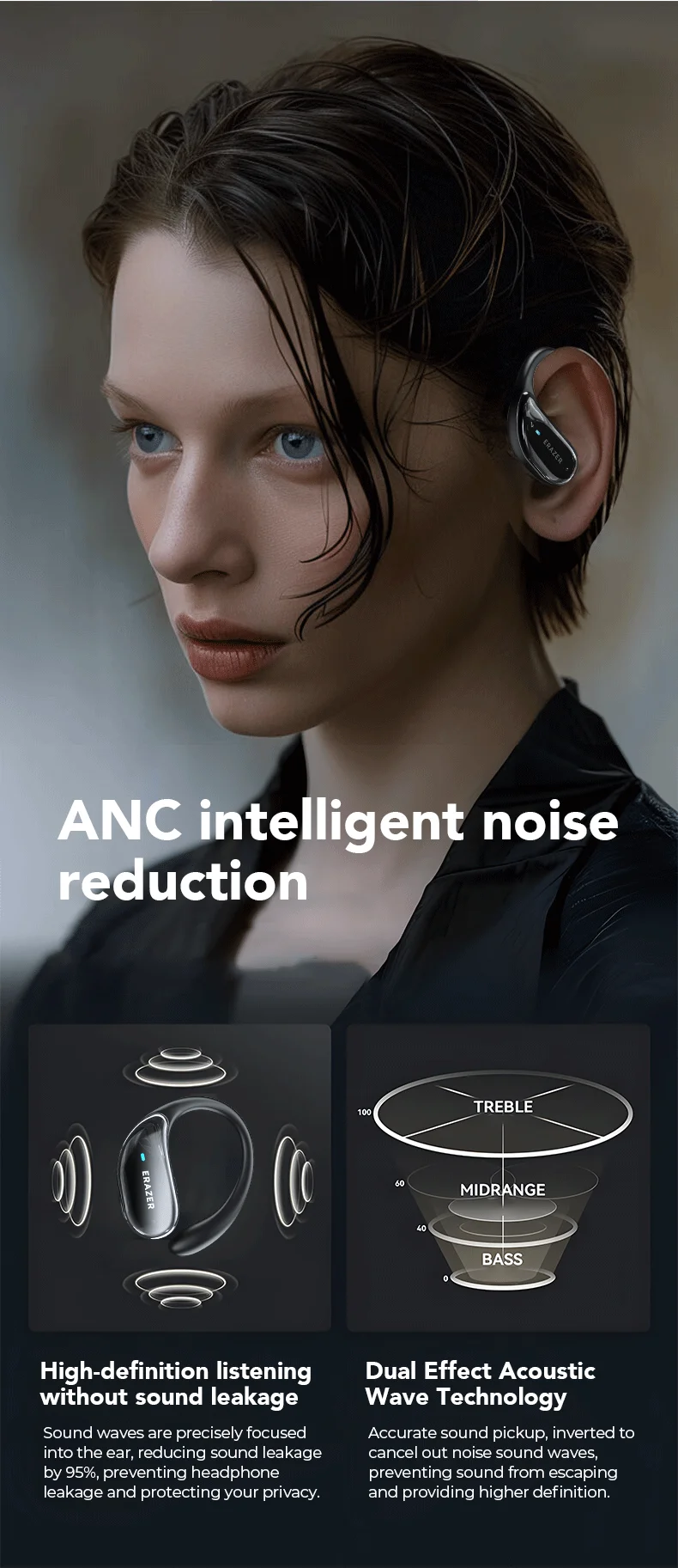 XT80 Bluetooth 5.3 Earphones True Wireless Headphones with Mic Button Control Noise Reduction Earhooks Waterproof Headset