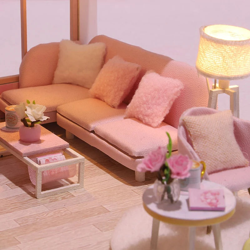 DIY Wooden Doll House Handmade Duplex Apartment Production 3D Puzzle Assembly Building Duplex Apartment Model Toy Children Gifts