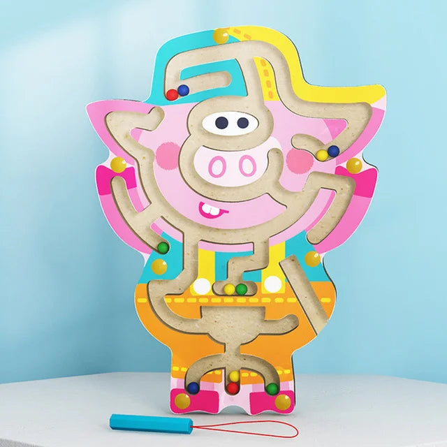 Montessori Educational Toys Children Magnetic Track Maze Balance Board Wooden Puzzle Game Baby Toys