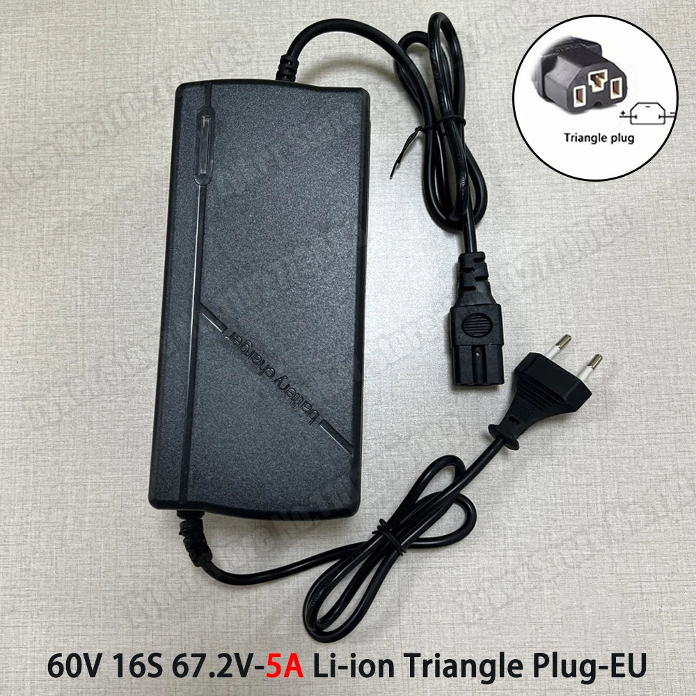 60V 72V 5A Lithium Battery Charger 67.2V 84V 5A Lithium Battery Pack 16S 20S 5A Smart Intelligent Fast Charging Chargers EU Plug