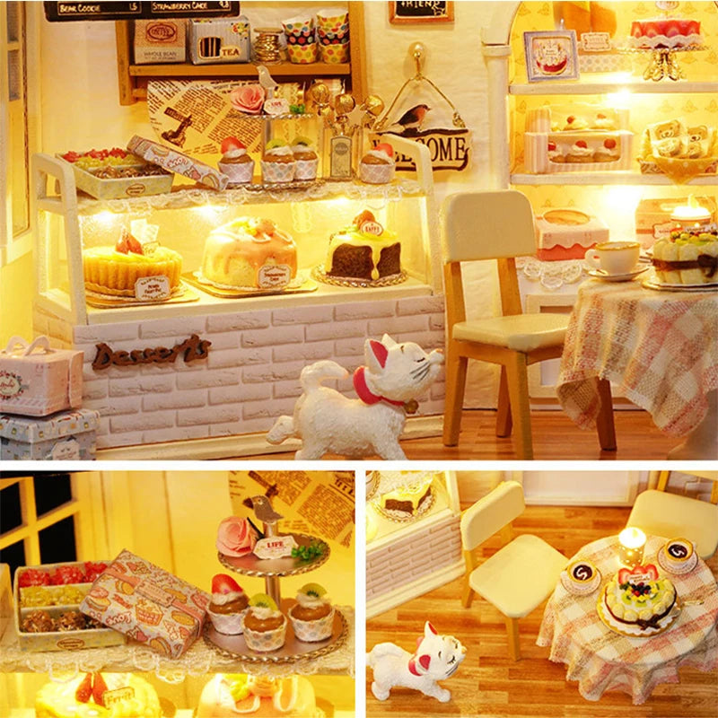 Wooden Mini Doll House Assembled Model Building Small House Kit 3D Puzzle Toys Bedroom Decoration With Furniture Gifts Dollhouse