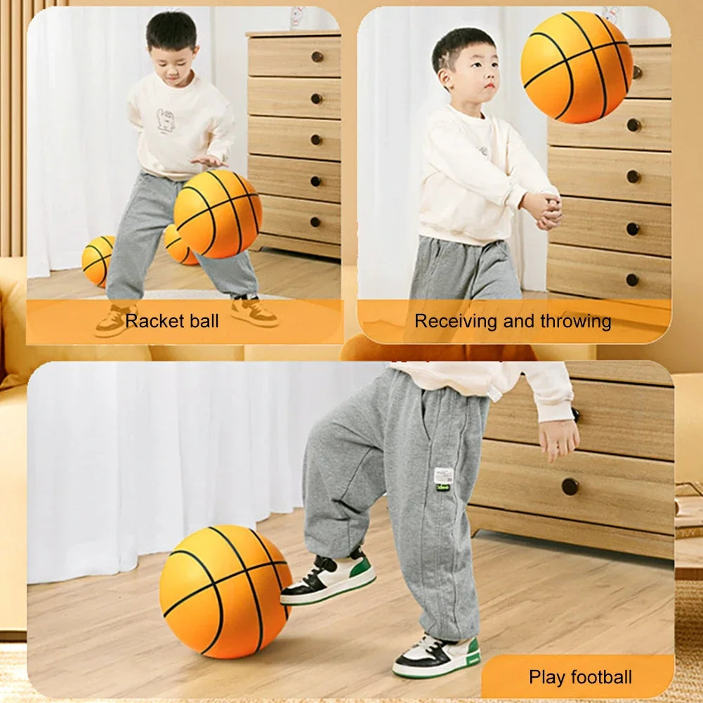 Kids Indoor Silent Basketball Ball 24/21/18cm High-Resilience Foam Silent Basketball Size 7 Lightweight Small Basketball Basket