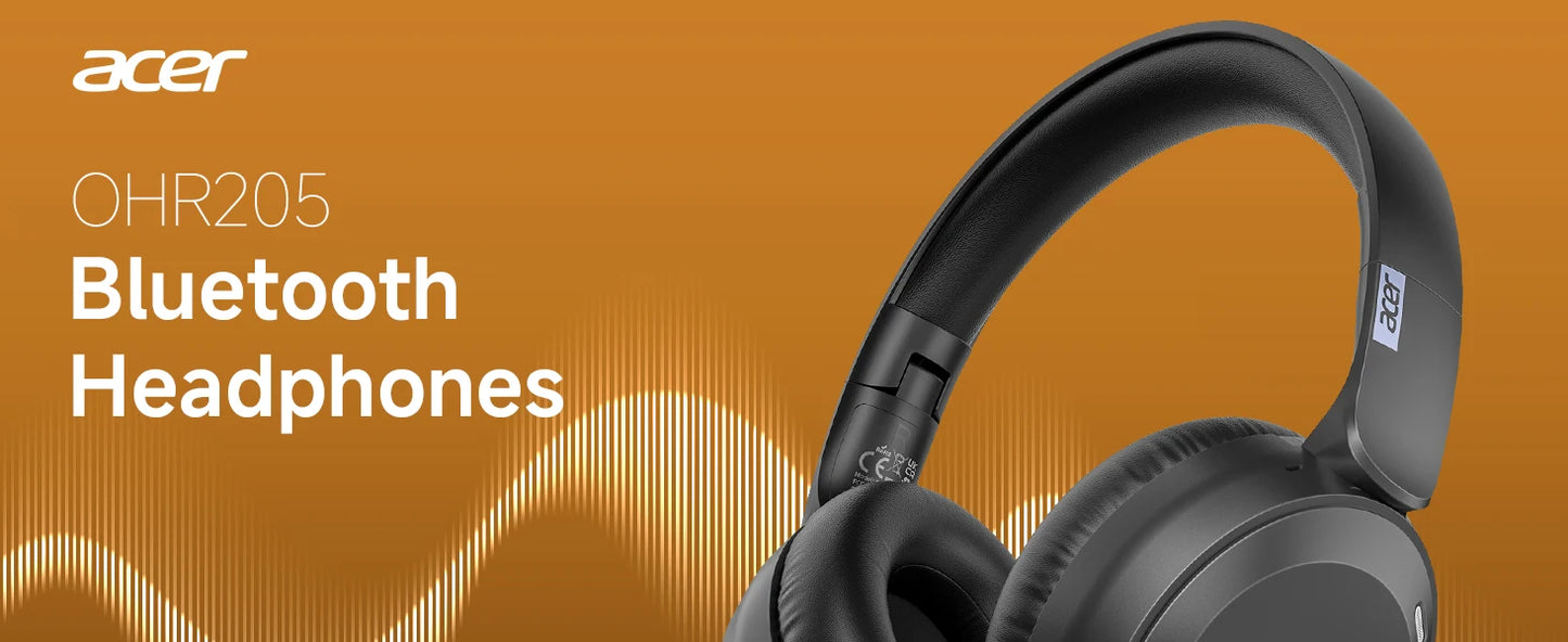 Acer OHR205 Wireless Bluetooth Headphones Foldable Over-Ear Headphone with 40mm Drivers Multipoint Bluetooth 6.0 for Home,Office