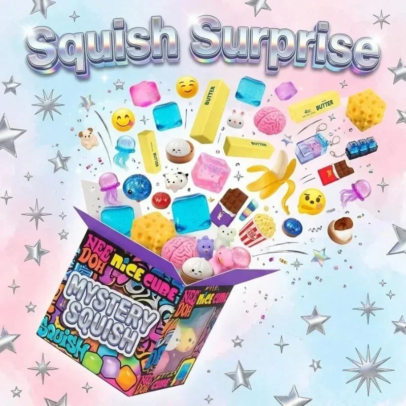 Holiday Squishy Mystery Blind Box, Random Surprise Squeeze Toys, 1Pieces Guaranteed Cute Stress Relief Fidget Toy Set