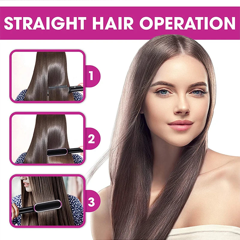 New Dual-Purpose Heated Straightening And Curling Comb With Negative Ions That Won’T Damage Your Hair Hair Straightenercomb