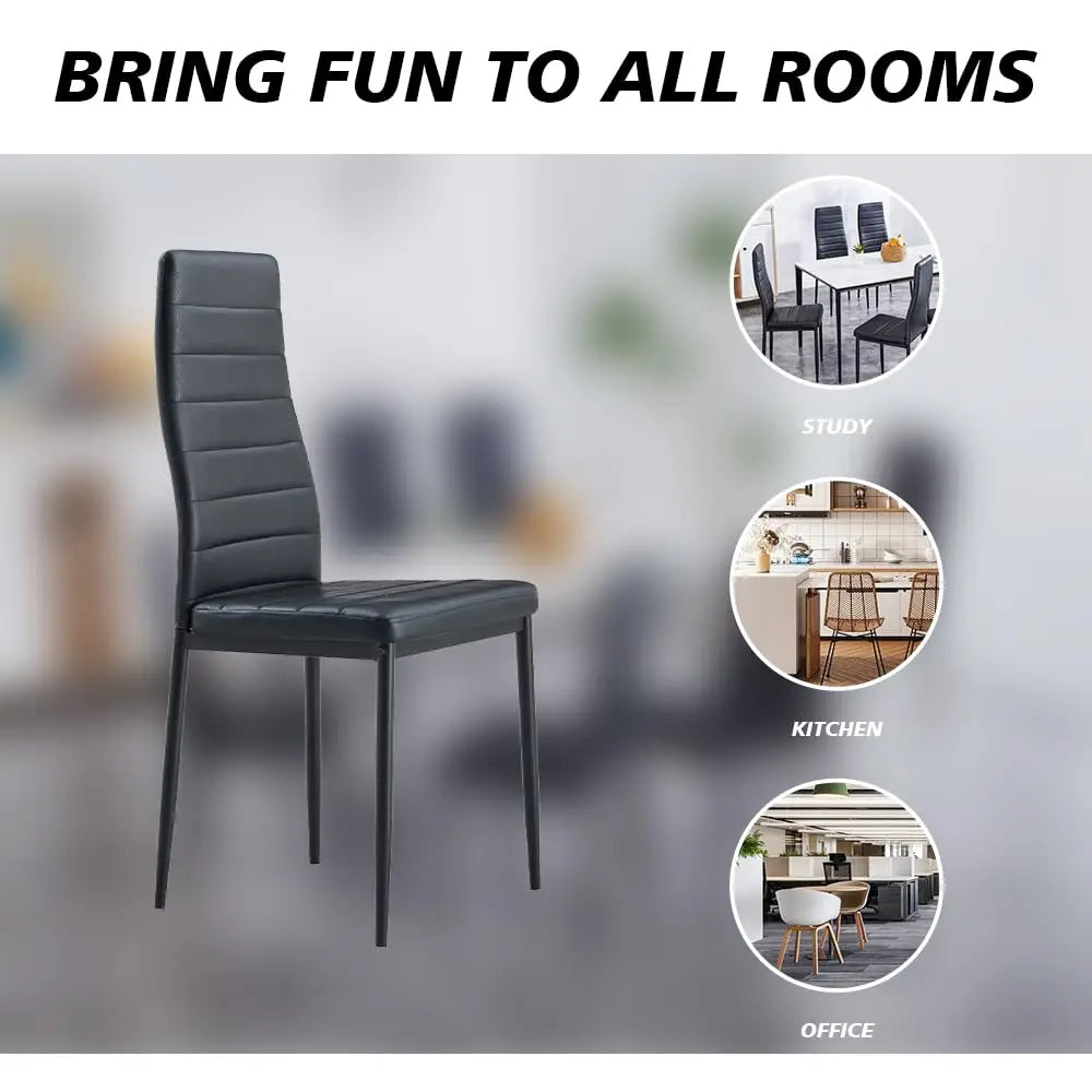 Modern Dining Chairs, Kitchen Chair Leather with Metal Legs and Foot Pads,Thick Padded Seats,Backrest Set
