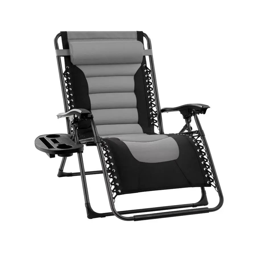 Wide Zero Gravity Chair Sun Lounger Folding Garden Recliner With Padded Seat Heavy Duty Adjustable Camping Reclining Chairs wit