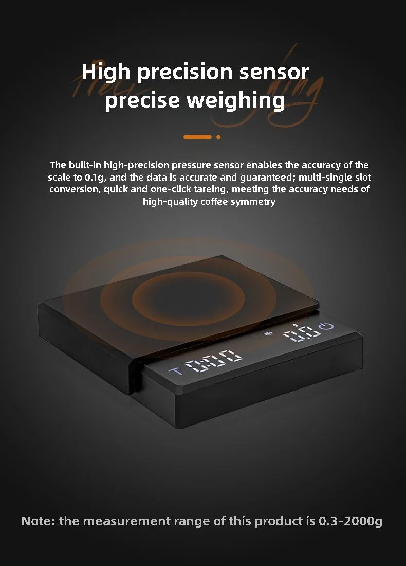 Mini Digital Coffee Scale with Timer 0.1g High Precision Rechargeable USB-C Fast Charging Kitchen Scale for Espresso Pour Over