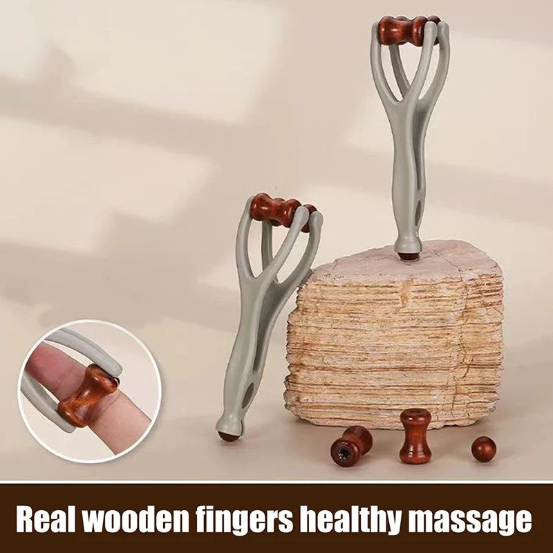 1/2pcs Solid Wood Finger Massage Roller with 360° Rollers Clip Design Finger Massager Acupressure Stick for Hand Meridian Relief