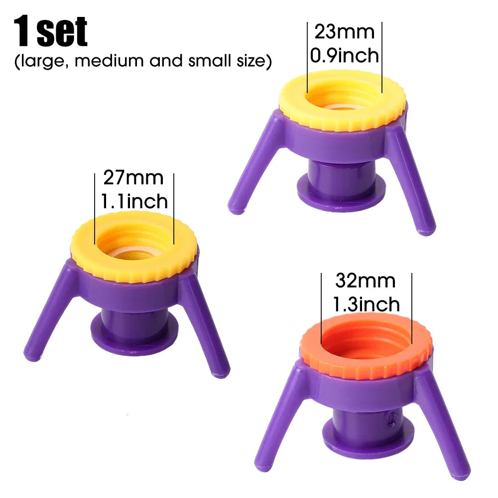 3Pcs/set Squeeze Bottle Cap Upside Down Tripod Bottle Caps No Waste Leak Prevention Cover Kitchen Bathroom Storage Rack Holder