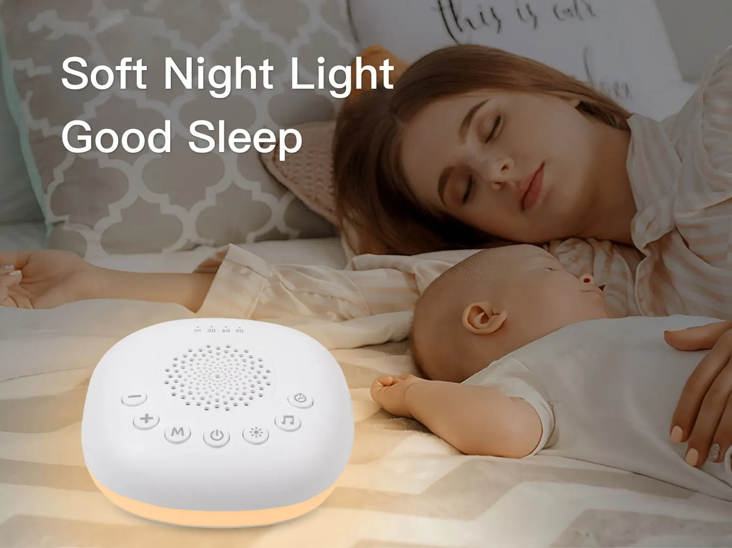 White Noise Sound Machine with 24 Soothing Sounds Sleep Aid for Babies Kids Adults  Rechargeable Night Light Newborn Gifts