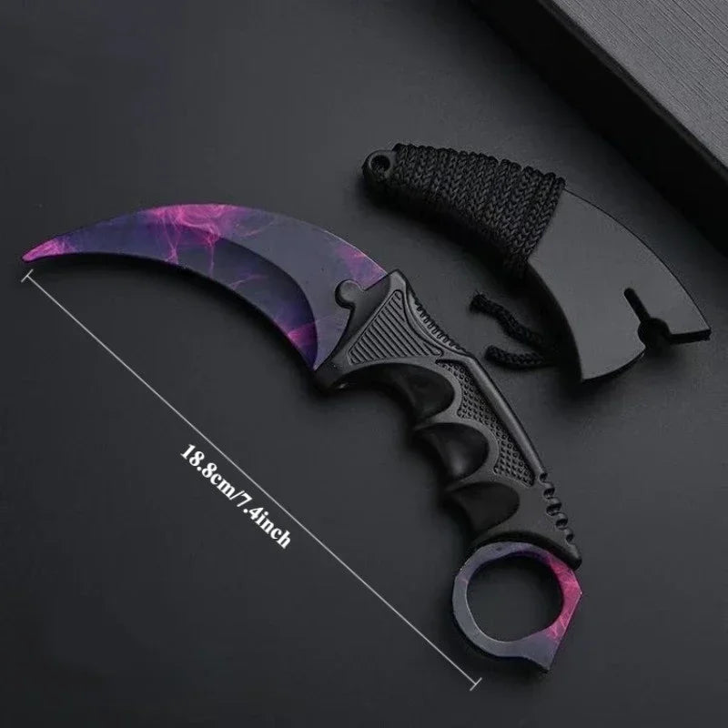 Unsharpened Safety Karambit Gift Knife Toy No Sharp Blade Cosplay Prop Plastic Training Knife for Role Play Game Collection