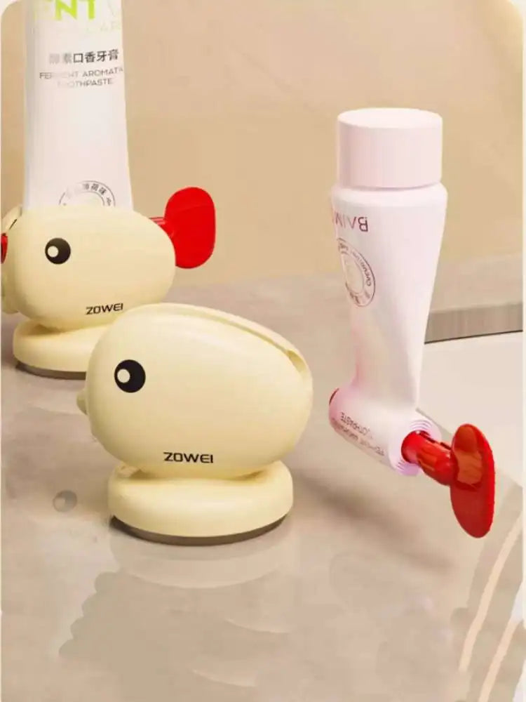 Cute Whale Manual Toothpaste Squeezer Storage Rack with Suction Cup Toothpaste Rolling Dispenser Facial Cleanser Squeeze Clip