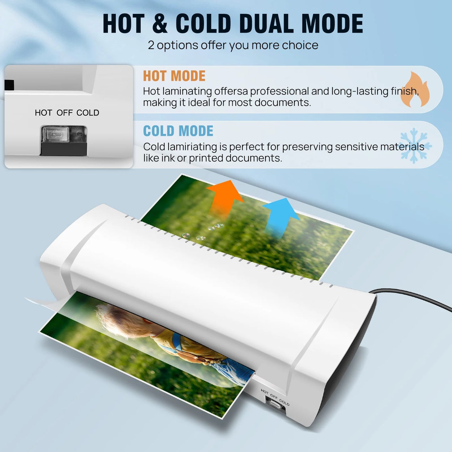 DayPlus A4/A5/A6 Thermal Laminating Machine Compact Lightweight A4 Laminator with Hot and Cold Settings, 3-4min Quick Warm-up