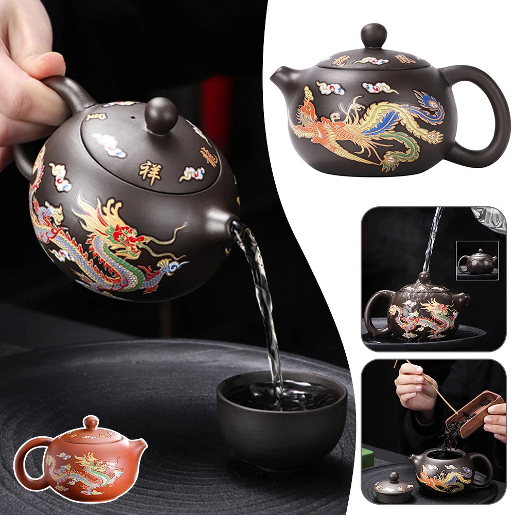 Color-changing Tea Pot With Dragons Phoenixs Pattern Washable Gongfu Tea Teapots Kettle Gift Teapot Tea Set Ceramics And Pottery