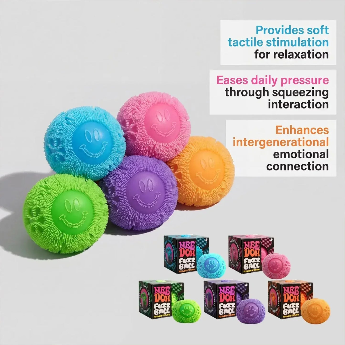 NeeDoh Fuzz Ball Series Desktop decompress Ornament Stress Relief Toys Squishy Toys for Under Pressure Fun Soft Stress Ball gift
