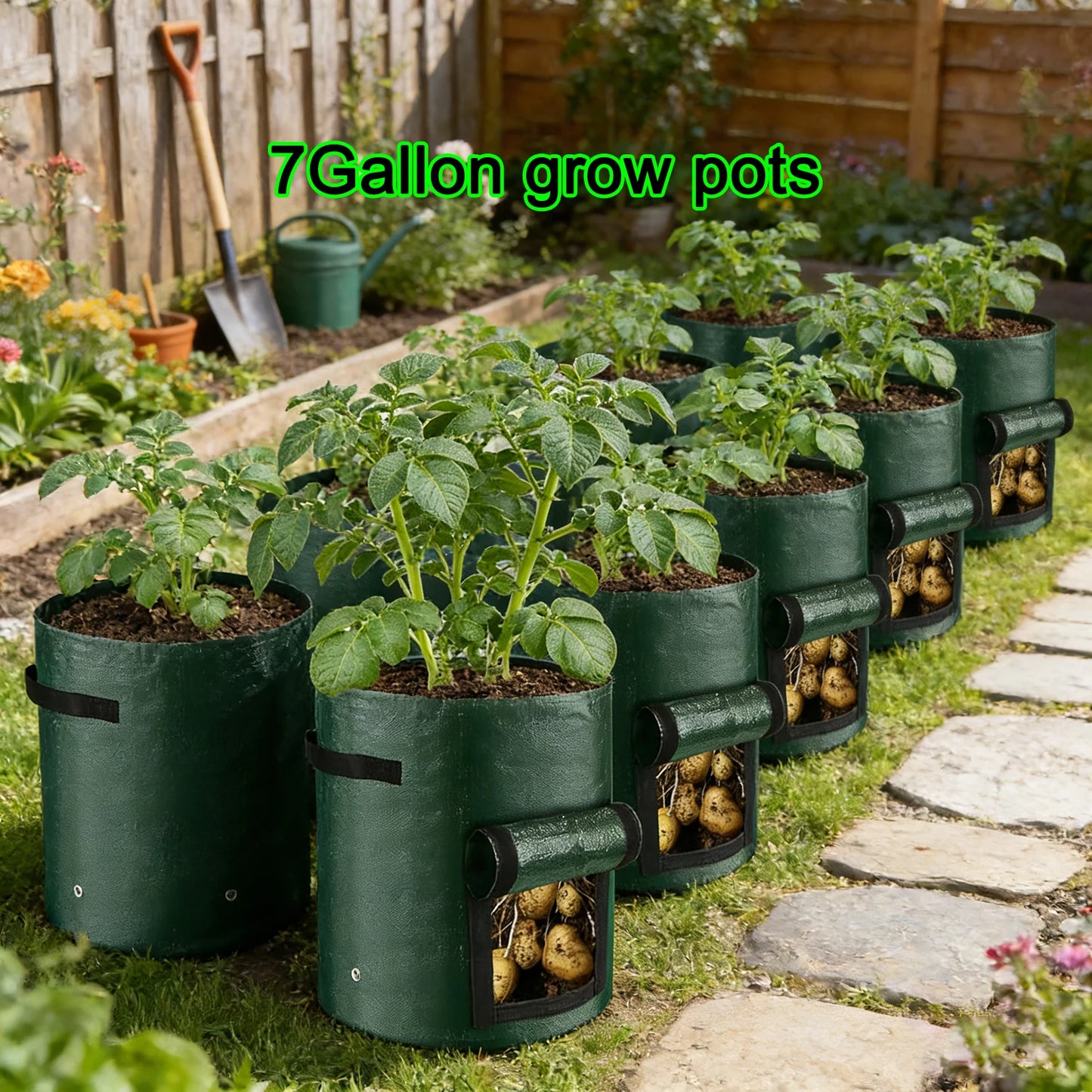 50PCS 7 Gallon Grow Bags for Vegetables Plants with Handles Pots for Plants Form for Garden Flower Pots for Outdoor &Living Room