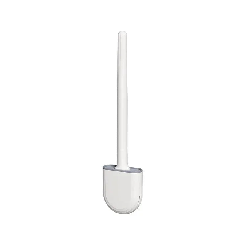 Toilet Brush Water Leak Proof With base Silicone Wc Flat Head Flexible Soft Bristles Brush with Quick Drying Holder Set